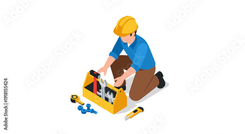 Man in hard hat working with tools.