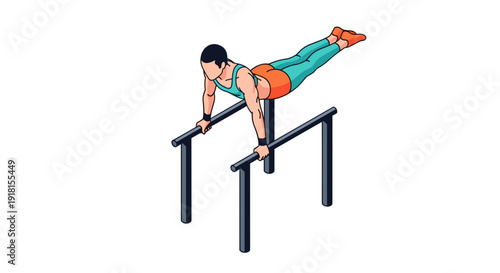 Man Performing Gymnastics on Parallel Bars.