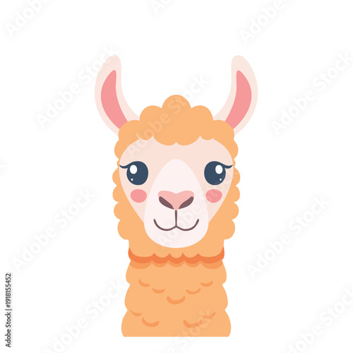 A charming illustration of a llama with endearing features