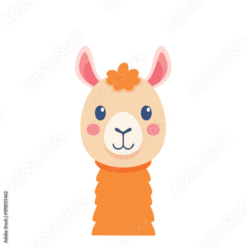 A cute cartoon llama with an adorable expression, perfect for adding a touch of whimsy and charm