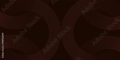 Abstract gold brown circle lines in dark background glowing lines creating a sense of depth and movement simple modern