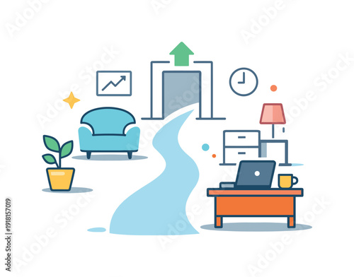 Implicit prioritization through environment design in professional settings where layout guides behavior without rules, a single path naturally formed