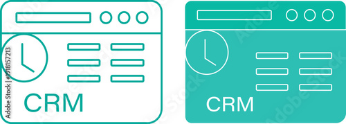 CRM icon line illustration sign. CRM and sales funnel collection icons, contact management and interaction symbols, minimalist database and growth design
