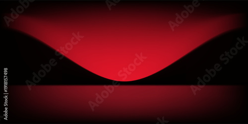 Red studio background. Abstract limbo podium studio room. Dark red gradient wall floor and spotlight scene. Showcase, promotion display. Vector stage mockup illustration