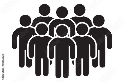 Group of people silhouette icon representing community team social network or public gathering of many individuals in crowd