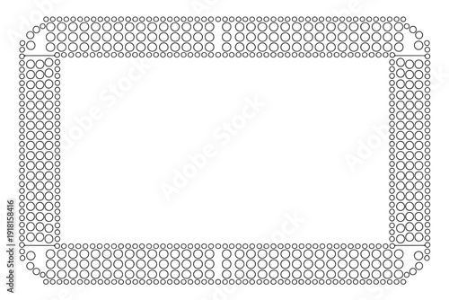 Rectangular border frame made of small circles in repeating pattern around empty central space for text or image display