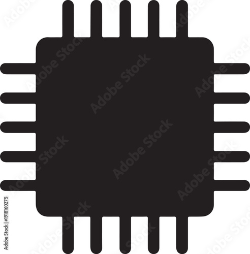Chipset Icon Outline Style, Modern Microchip CPU Technology Logo Vector Illustration
