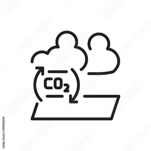 Carbon capture unit icon. Climate tech, representing CO2 emission filtering, greenhouse gas sequestration, industrial decarbonization hardware, sustainable energy engineering, and CCS technology.