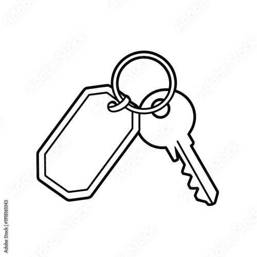 Simple line drawing of a keyring with two keys attached