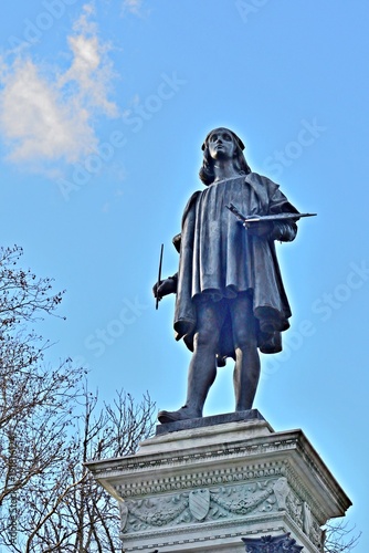 Statue of Raphael Sanzio in the historic center of Urbino, a UNESCO World Heritage Site in the Marche region of Italy.