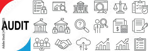 Audit Icon Set: A comprehensive collection of meticulously crafted icons represents the essence of auditing and financial scrutiny.