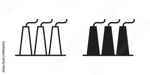 Pollution icons for graphic design, logo, Web site, social media, UI, mobile app, vector illustration