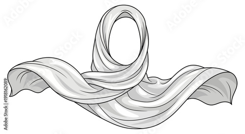 Elegant flowing fabric illustration with wavy folds and smooth texture.