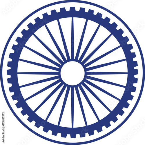 Ashoka Chakra wheel symbol vector illustration inspired by Indian national emblem, representing unity, justice, dharma, heritage, independence, and patriotic identity concept