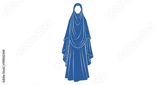 Simple blue burqa illustration for cultural representation.
