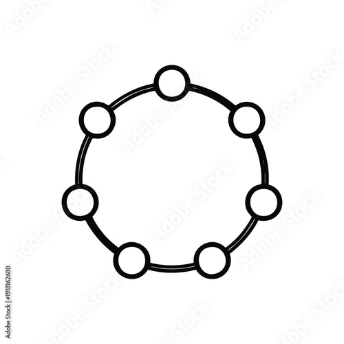 Black and white blockchain network circle minimal cryptocurrency connection vector illustration