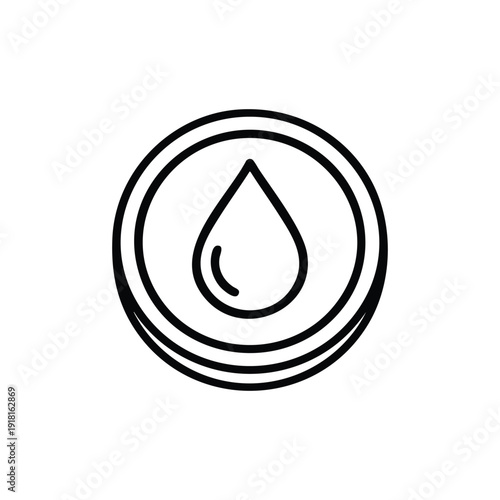 Black and white crypto token icon abstract blockchain droplet symbol digital currency vector illustration