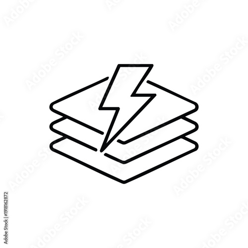 Black and white vector crypto lightning icon fast blockchain transaction digital currency speed minimal line symbol