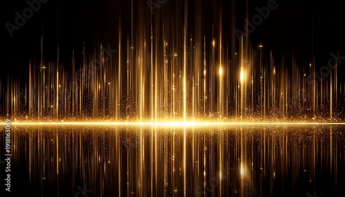 Wallpaper Mural a golden line light with glitter glow abstract effect a golden vertical flare with neon beam sparkle and particle burst background laser string on black background shiny fiber data banner with Torontodigital.ca