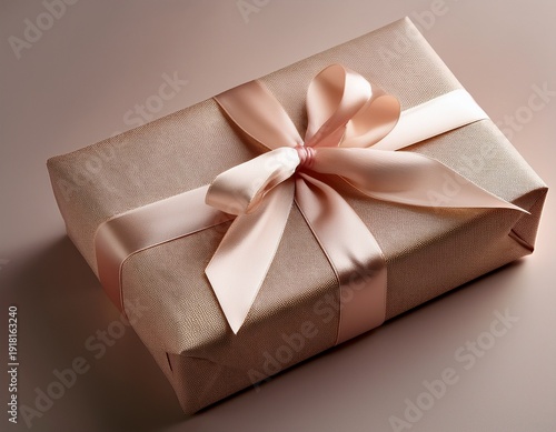 Wallpaper Mural a delicately wrapped gift box adorned with a satin ribbon rests on a neutral backdrop symbolizing a thoughtful present and an expression of appreciation Torontodigital.ca