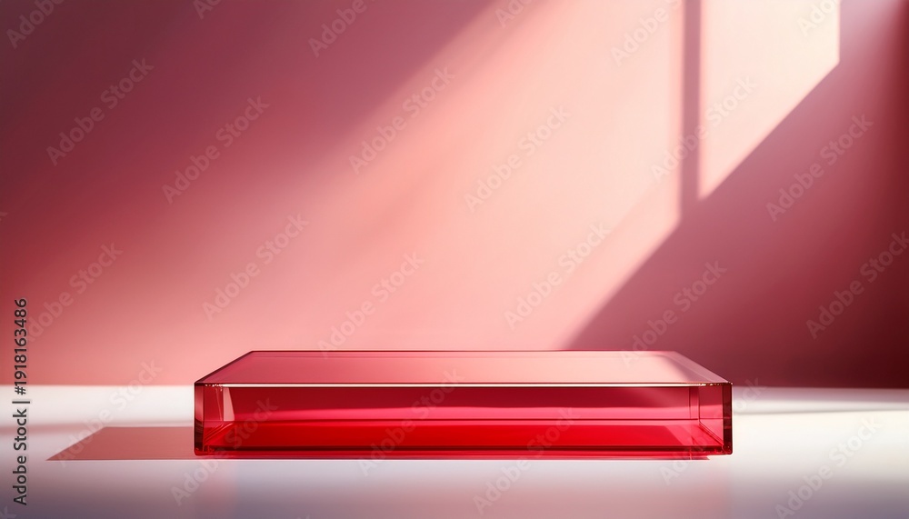 custom made wallpaper toronto digitalminimal red acrylic platform with soft sunlight in a pink room elegant and modern display for product or art showcases