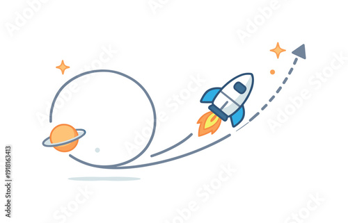 Shifting direction toward new growth while preserving stability expressed through cosmic reorientation, a spacecraft gently changing course from a