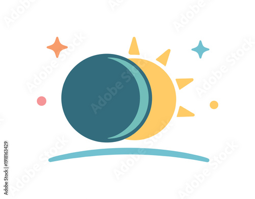 Intentional pause and recalibration before decisive movement visualized through cosmic alignment, a calm eclipse where a planet softly overlaps a star