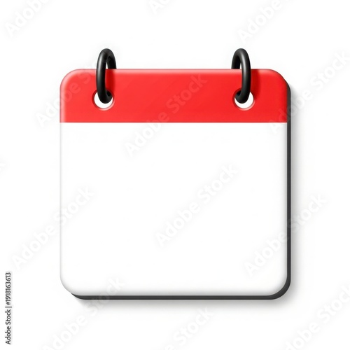 A blank calendar page with red tab and silver spiral binding