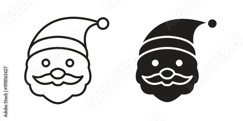 Santa Claus icons for graphic design, logo, Web site, social media, UI, mobile app, vector illustration