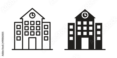 school icons for graphic design, logo, Web site, social media, UI, mobile app, vector illustration