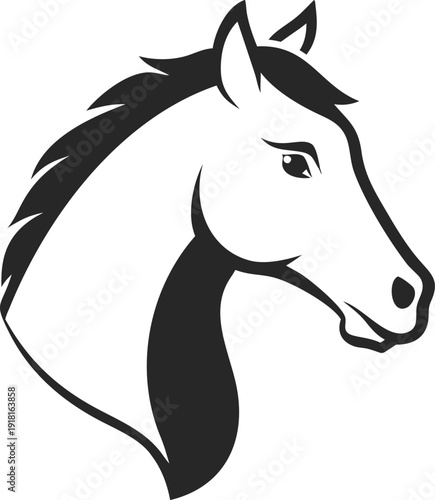 Black and white horse head illustration
