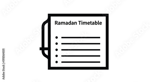 Ramadan timetable displayed on a notepad simple black silhouette
