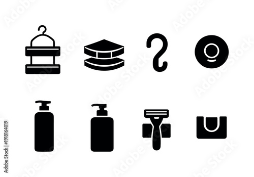 Home bathroom shower storage: shower caddy, corner shelf, hanging hook, suction cup, shampoo bottle, soap bottle, razor holder, mounting bracket