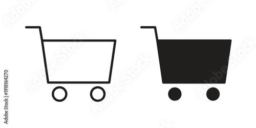 Shopping cart icons for graphic design, logo, Web site, social media, UI, mobile app, vector illustration