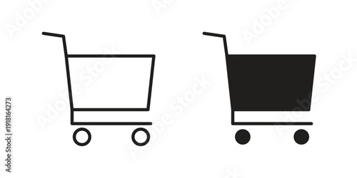 Shopping trolley icons for graphic design, logo, Web site, social media, UI, mobile app, vector illustration