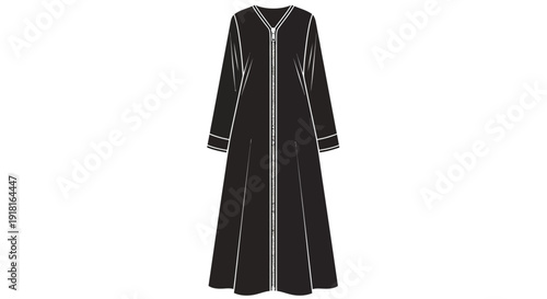 Simple black long-sleeved robe or kimono with white trim.