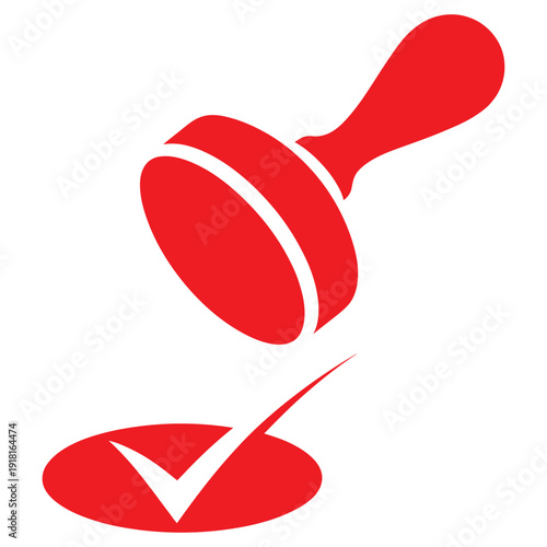 Publisher approval vector stamp icon, glyph design featuring check mark and circular seal, ideal for publishing, editorial verification, document approval, quality assurance, office workflow