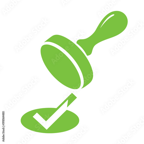 Publisher approval stamp vector glyph icon design, circular stamp with check mark, perfect for editorial approval, publishing workflows, document verification, quality control,