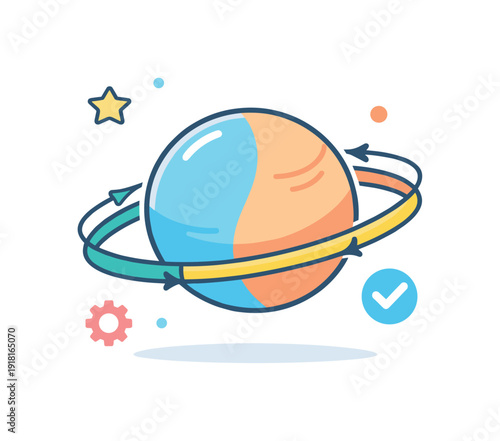 Managing uncertainty with built-in flexibility in modern systems visualized through adaptive orbiting, a planet with an adjustable orbit ring that