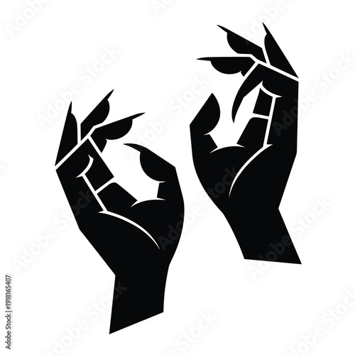 Two black hands forming shapes possibly representing a gesture or symbol