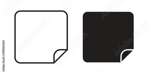 Sticky note icons for graphic design, logo, Web site, social media, UI, mobile app, vector illustration