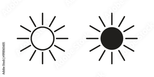Sun icons for graphic design, logo, Web site, social media, UI, mobile app, vector illustration