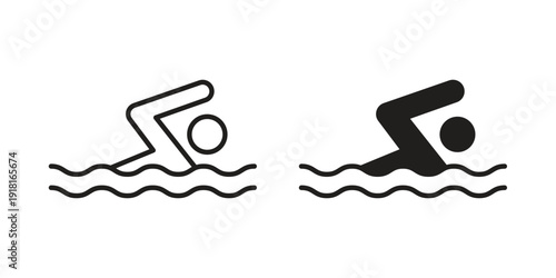 Swimming icons for graphic design, logo, Web site, social media, UI, mobile app, vector illustration