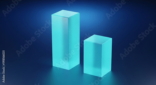 Two glowing blue cubes on dark background, futuristic digital art.