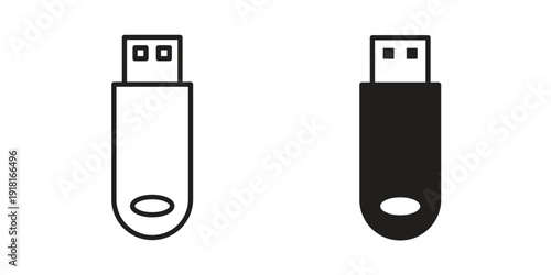 usb drive icons for graphic design, logo, Web site, social media, UI, mobile app, vector illustration