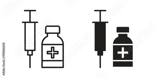 Vaccine vial icons for graphic design, logo, Web site, social media, UI, mobile app, vector illustration
