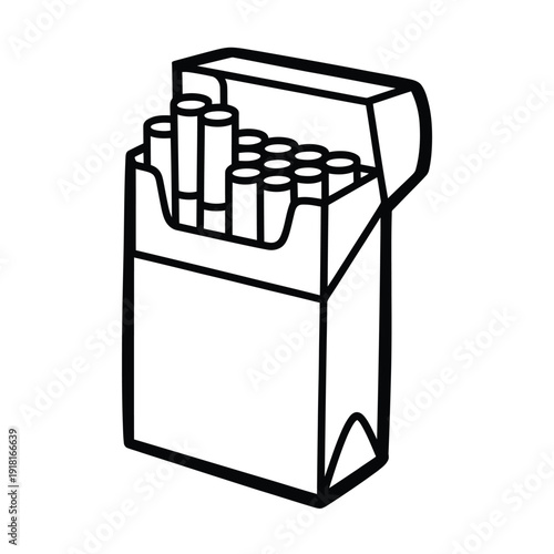 Simple black and white line drawing of an open cigarette pack