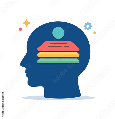 Cognitive ergonomics and mental energy preservation for professionals working in information dense environments, a balanced human head silhouette