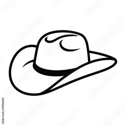 Simple black and white illustration of a classic cowboy hat
