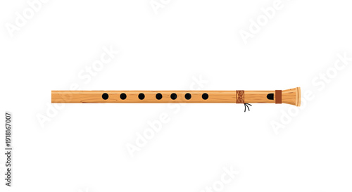 Vector illustration of a traditional wooden flute isolated on transparent background